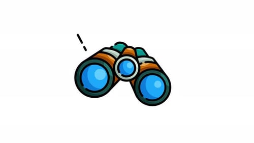 Animated Binoculars Icon for Exploration and Discovery