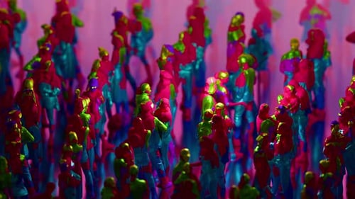 Abstract Colorful Crowd of People Looping Background