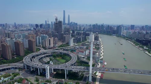 Yangpu Bridge,Shanghai Huangpu River,Modern city
