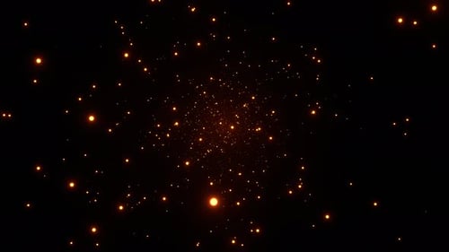 Orange Glowing Fireflies Particles In Space Background Vj Loop In 4K
