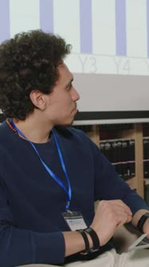 Young Student Giving Presentation on Educational Seminar