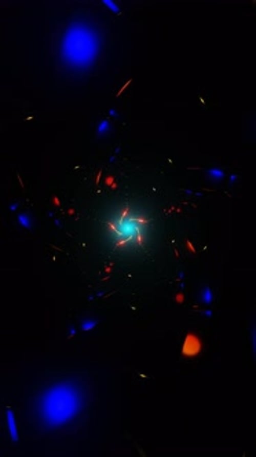 Vertical Video Neon Beams Flicker Rhythmically in a Hypnotic and Colorful VJ Loop