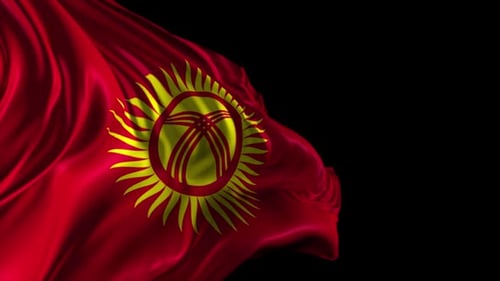 Realistic Waving Kyrgyzstan National Flag