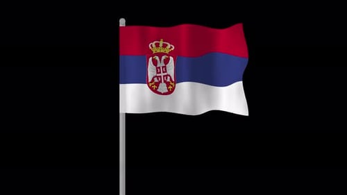 Realistic Waving Flag of Serbia Animation with Alpha Channel