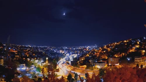 Night City Lights and Wide Cityscape Timelapse