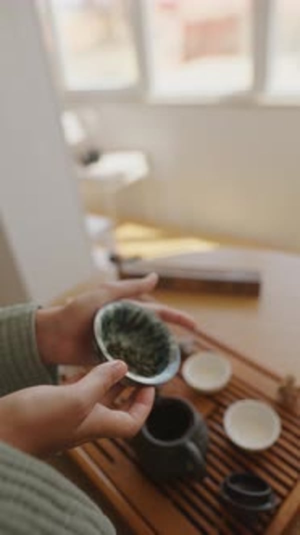 The Art of Whisking Green Tea in a Beautiful and Traditional Bowl for a ...