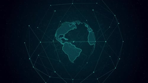 Rotating Digital Earth Globe with Connecting Network