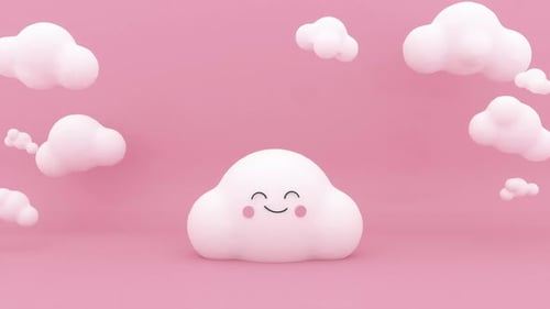 Cute Smiling Clouds Animation on Pink Background