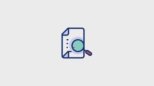 Animated Document Search Icon in Flat Design Style