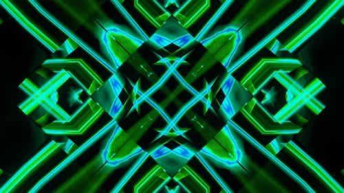 Abstract Geometric Neon Light Kaleidoscope Background Loop