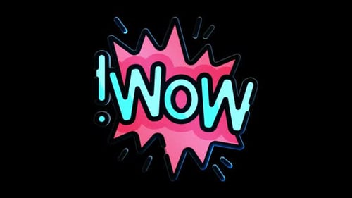 Rotating 3D WOW Text in Vibrant Comic Style