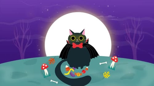 Vampire Cat Takes All The Sugar Halloween Animation