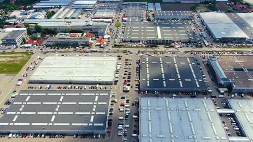 Gigantic Warehouse and Logistics Park Complex from an Aerial Perspective