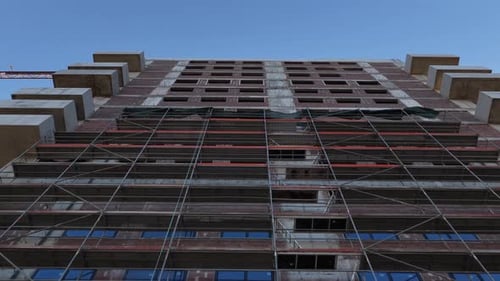 Vista aérea del edificio en construcción, Portugal.