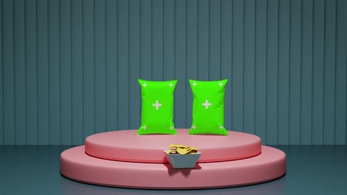 Green Screen Product Display with Chips on Pink Podium