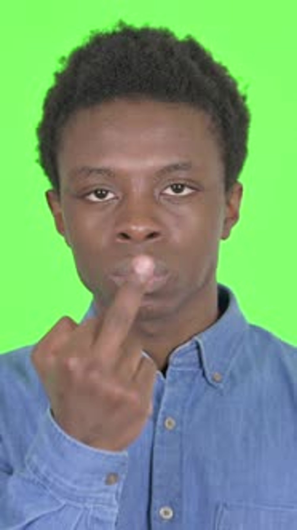 Upset Young African Man Showing Middle Finger on Green Background ...