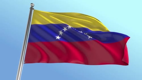 Realistic Waving Flag of Venezuela Animation on Blue Sky