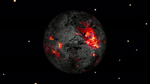 Lava mit Feuerkugel, Galaxiehintergrund