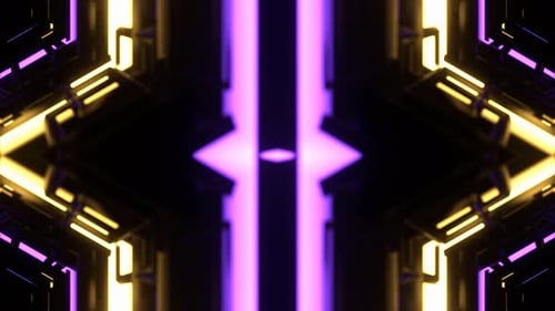 Purple And Yellow Fantastic Bright Kaleidoscopic Neon Pattern Background Vj Loop In 4K