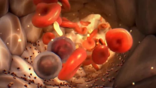 Animated Blood Cells Flowing Through Vein Medical Background