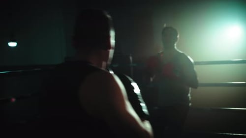 Fight Sport Punching Competition on the Ring of the Gym