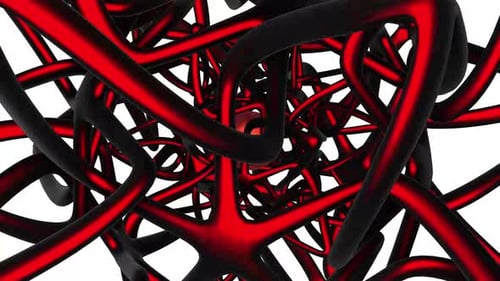 Abstract Dynamic Red Glowing Organic Tubes Loop