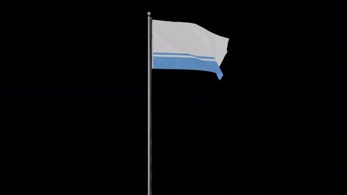 Altai Republic Flag on Pole Alpha Channel