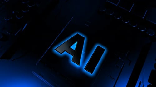 Futuristic AI Text Reveal with Blue Neon Glow