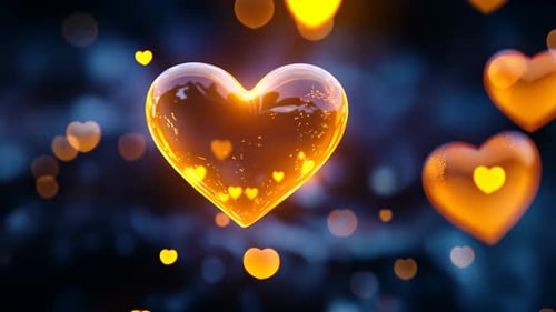 Romantic Glowing Hearts Loopable Background