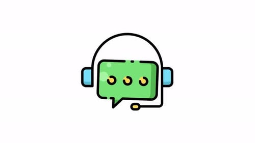 Animated Headset with Chat Message Icon