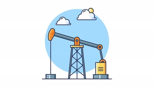 Ölbohrturm, Pumpjack, Energiewirtschaft, Treibstoffgewinnung in Bewegung, Animation