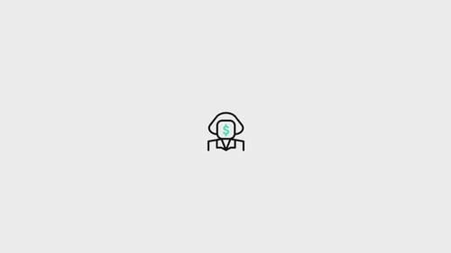 Animated Flat Design Line Icon of Business Person with Dollar Sign