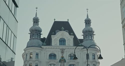 Ornate historic building with decorative towers in Vienna, Austria