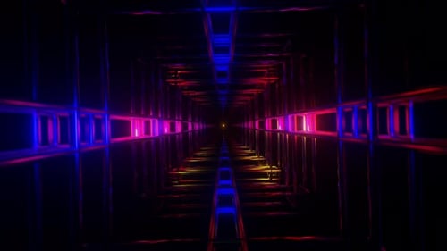 Dynamic Geometric Tunnel with Glowing Neon Lines