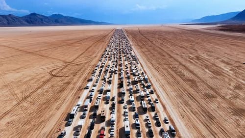 Aerial View of RVs in Nevada Desert