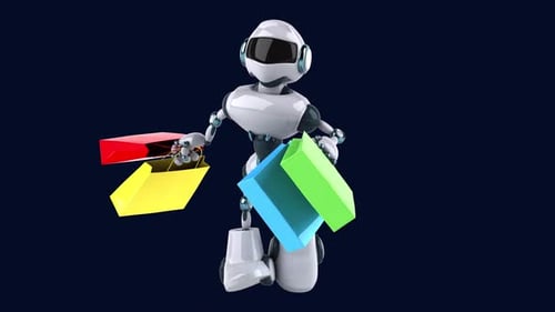 Shopping amusant avec des robots en 3D (avec chaîne alpha)