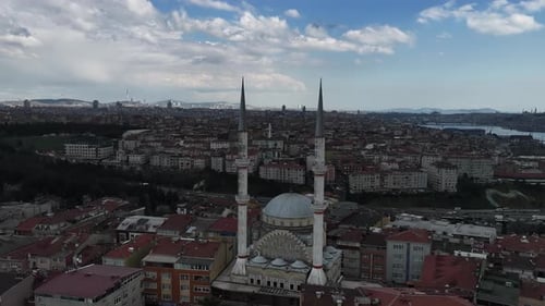 Aerial View of Historical Mosque in Istanbul Turkey