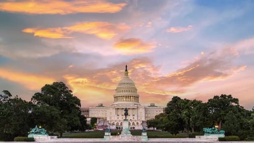 4K time lapse of the United states capitol building, Washington DC, USA.