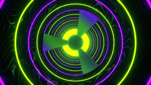 Boucle Vj de ventilation au néon brillant vert et violet en 4K