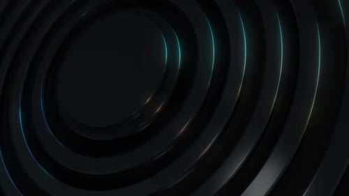 Dynamic concentric rings with subtle neon glow move forward