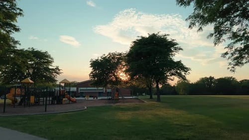 Empty Playground at Sunset Background Loop Wide Shot
