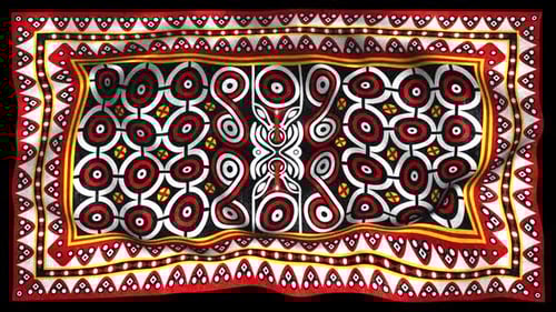 Fluid Animated Traditional Pattern On Waving Fabric Loop
