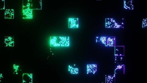 Green To Purple Abstract Glow Disappearing Cubes Background Vj Loop In HD