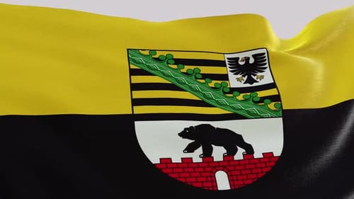 Saxony-Anhalt Germany Flag Waving in Realistic Fabric Animation