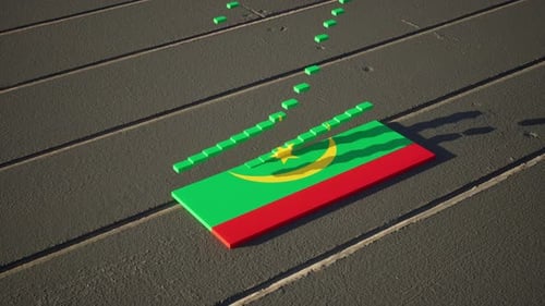 3D Domino Blocks Assemble Mauritania National Flag