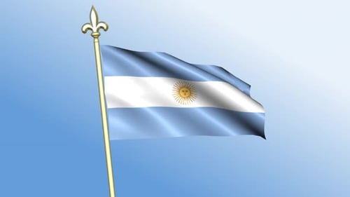 Animated Argentina Flag Waving on a Gold Pole