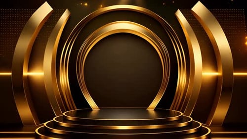 Elegant Golden Stage Backdrop for Awards Show Presentation