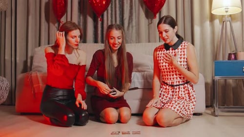Three Friends Spend Valentines Day Night Immersed in Tarot Readings Bonding Over Mystical