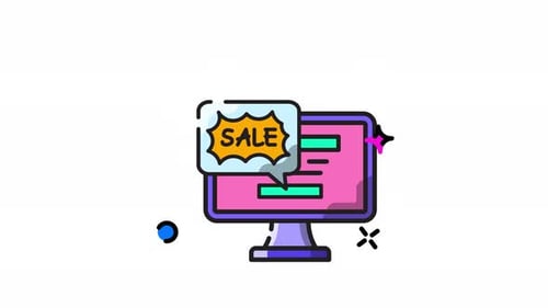 Animated Sale Promotion on a Flat Design Computer Screen