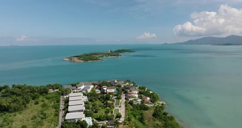 Island Surrounded By Turquoise Waters and Modern Villas Bo Put Ko Samui Thailand